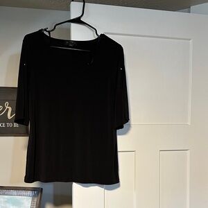 Classic Black Women's Top - Elegant Short Sleeve Tee